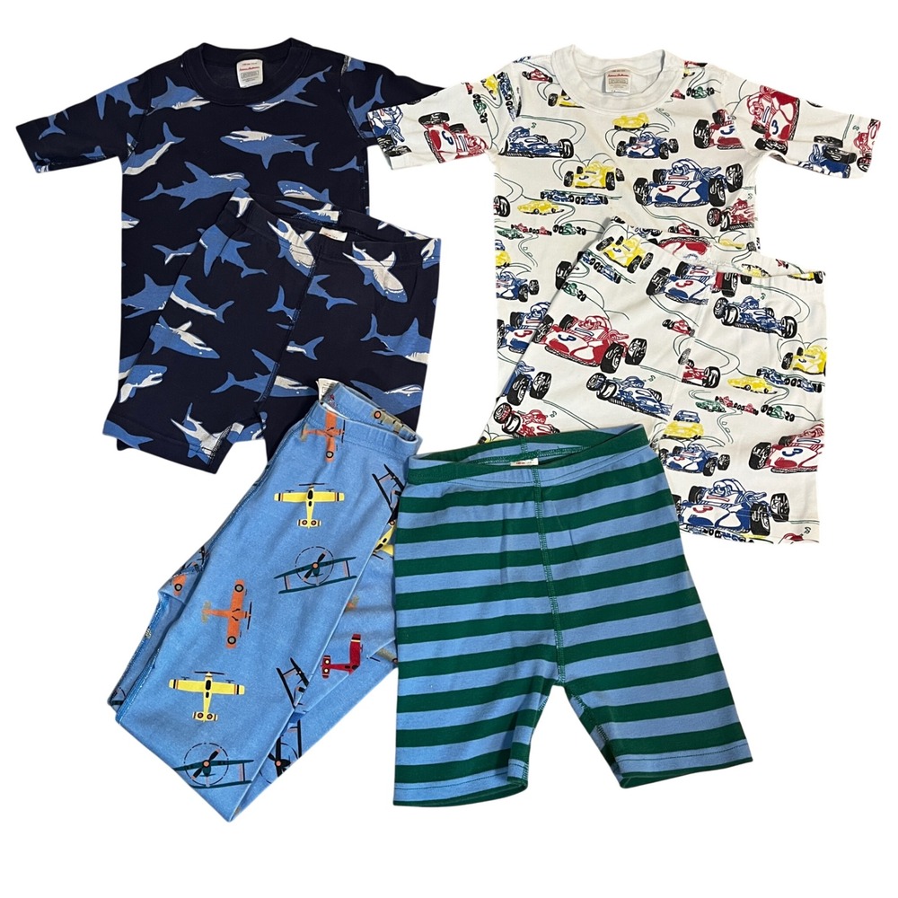 Hanna Andersson Kids Organic Cotton Pajama Lot Boys 8 Shark Race Car Airplane
